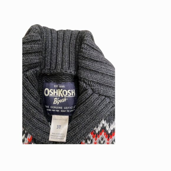 Oshkosh B’gosh Knitted Cardigan Sweater Grandpa Style Fair Isle 3T - Picture 6 of 7